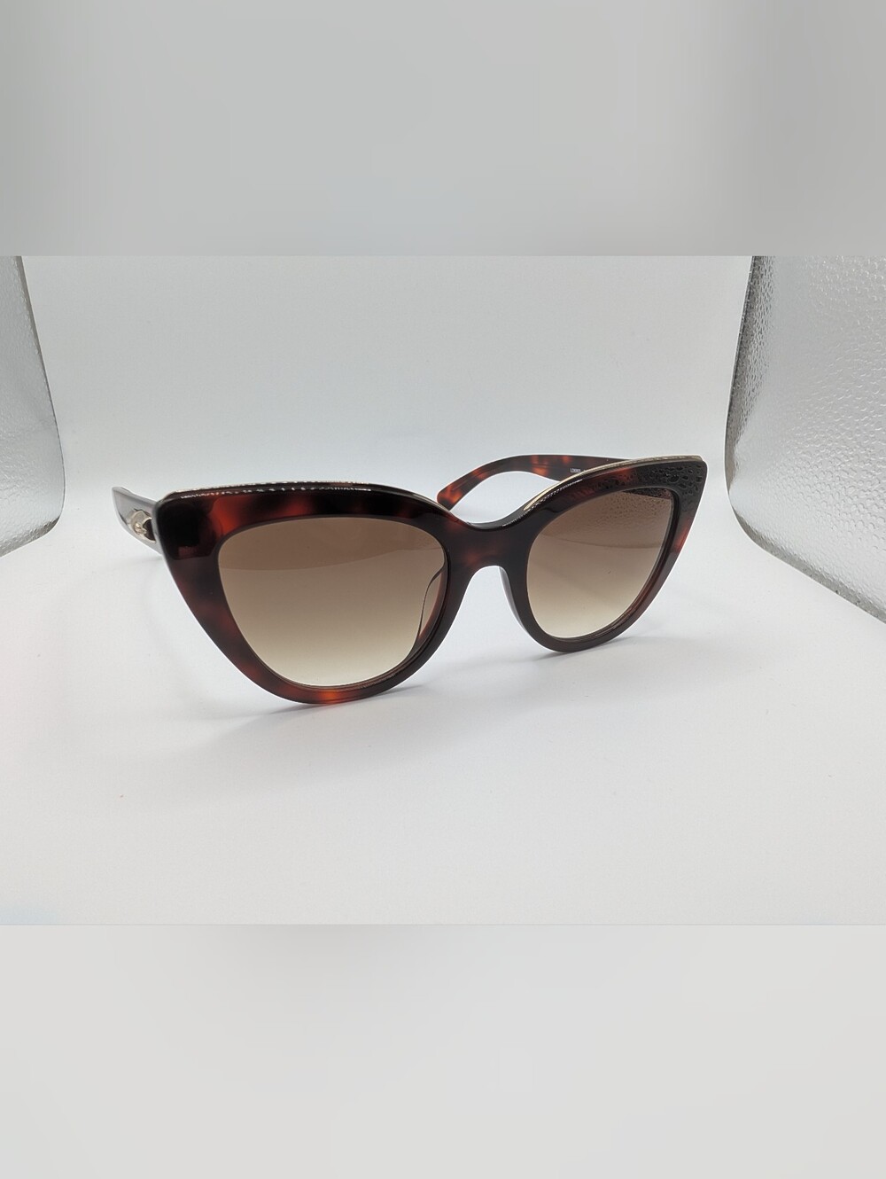 Longchamp LO686S Tortoise Cat Eye Sunglasses Bamboo Temple Detail